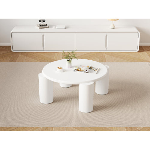 White Round Wooden Coffee Table