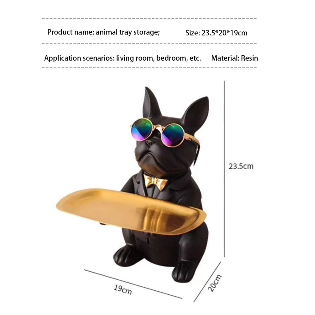 French Bulldog Statue with Tray Decor