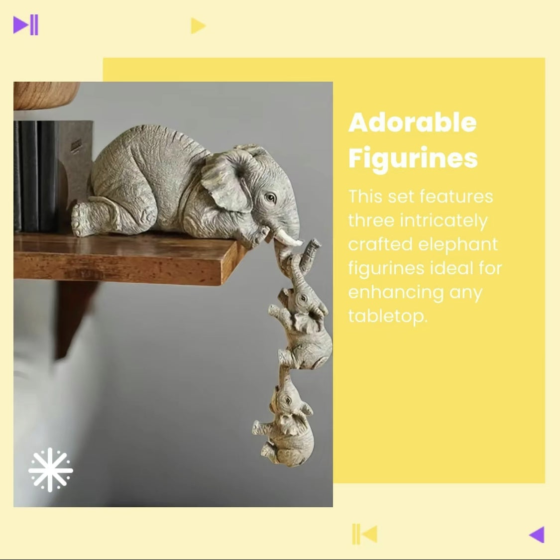 Elephant Family Desktop Ornament Set