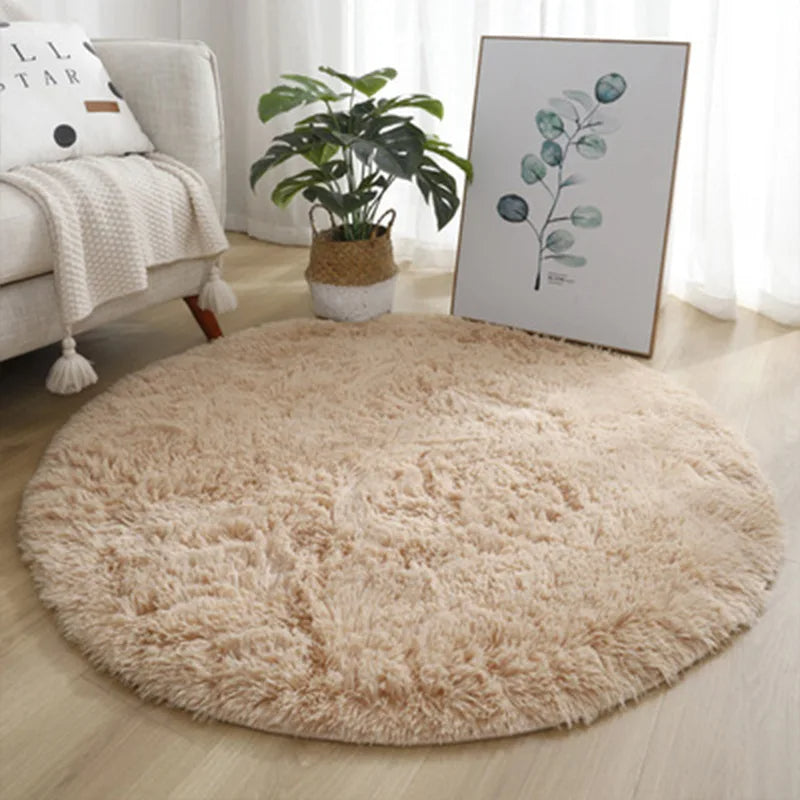 Super Soft Plush Round White Rug