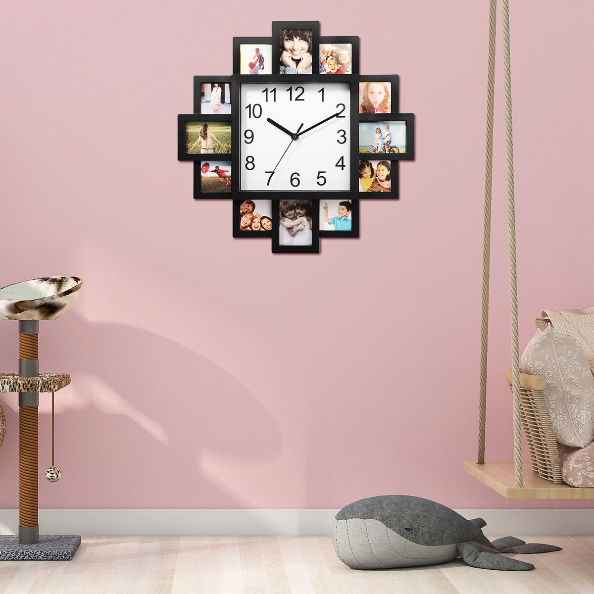 Photo Frame Clock with 12-Picture Display