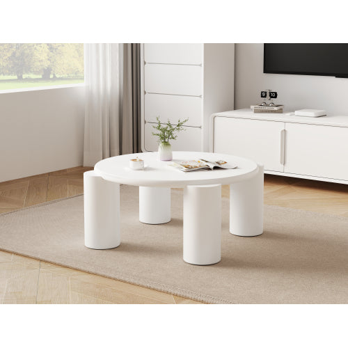 White Round Wooden Coffee Table