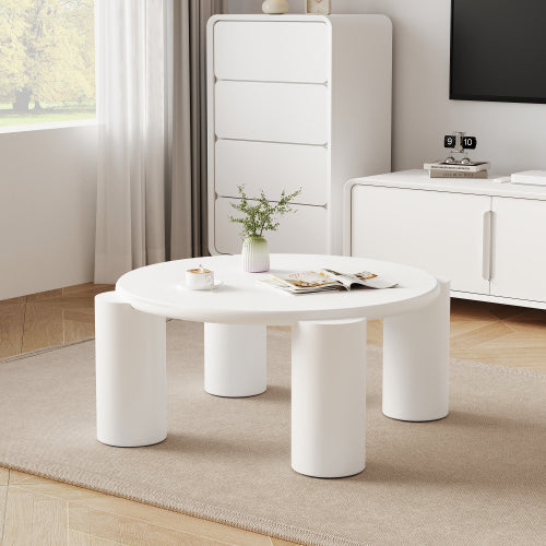 White Round Wooden Coffee Table
