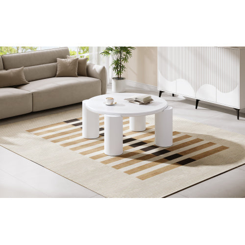 White Round Wooden Coffee Table
