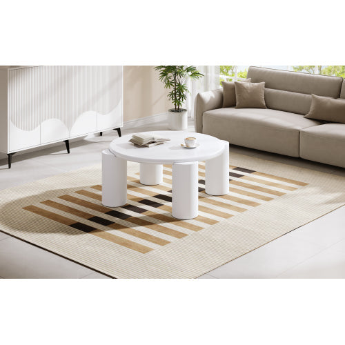 White Round Wooden Coffee Table