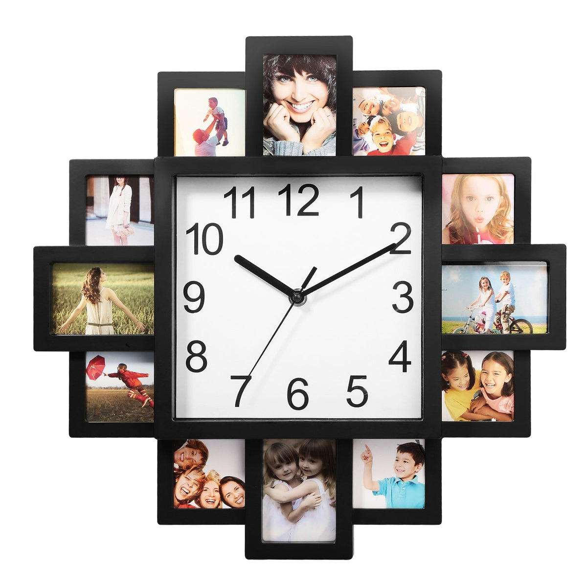 Photo Frame Clock with 12-Picture Display
