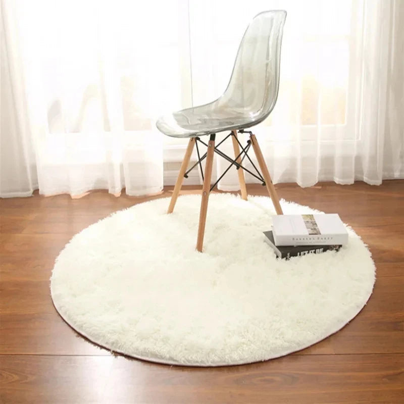 Super Soft Plush Round White Rug
