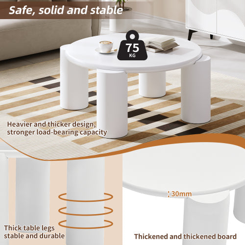White Round Wooden Coffee Table