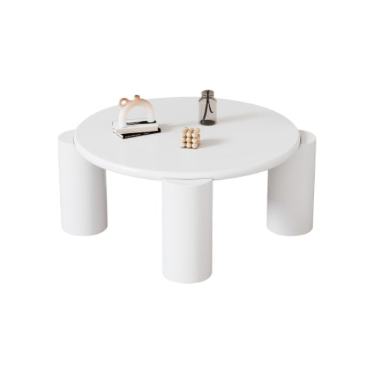 White Round Wooden Coffee Table