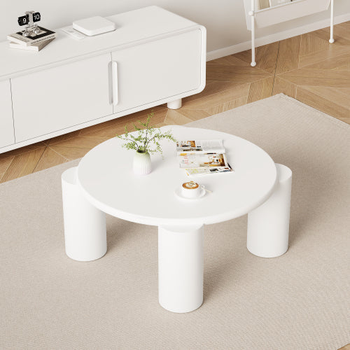 White Round Wooden Coffee Table