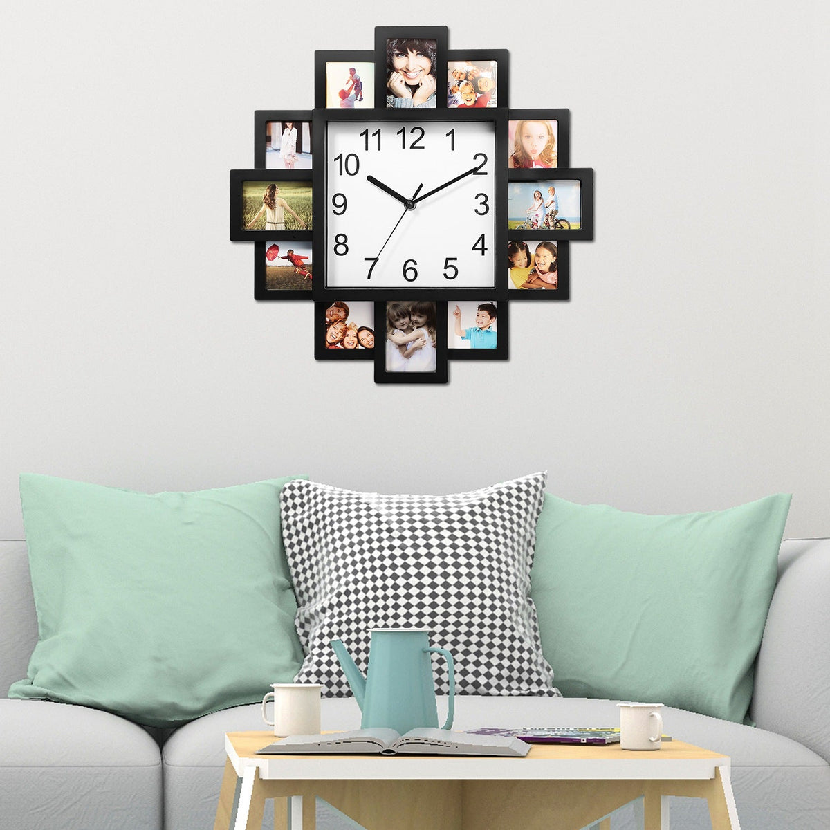 Photo Frame Clock with 12-Picture Display