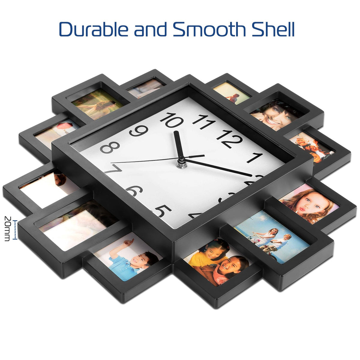 Photo Frame Clock with 12-Picture Display