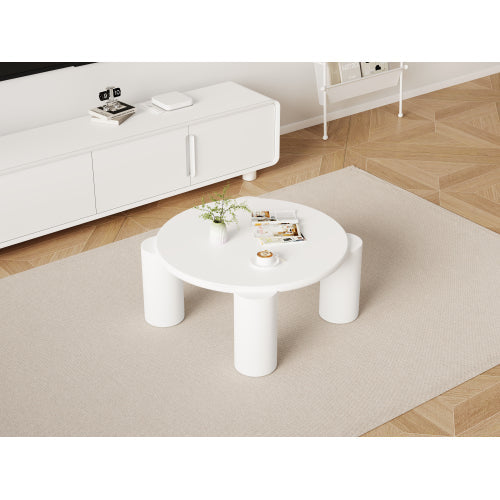 White Round Wooden Coffee Table