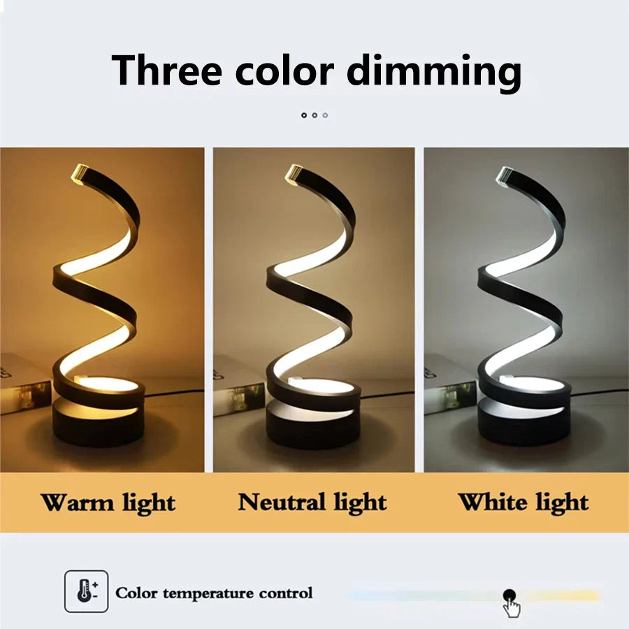 USB Spiral LED Night Light with 3 Colors