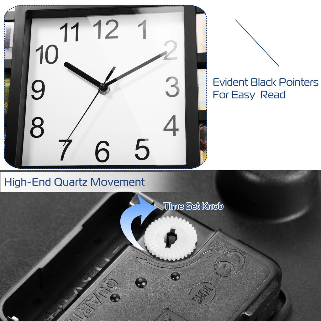 Photo Frame Clock with 12-Picture Display