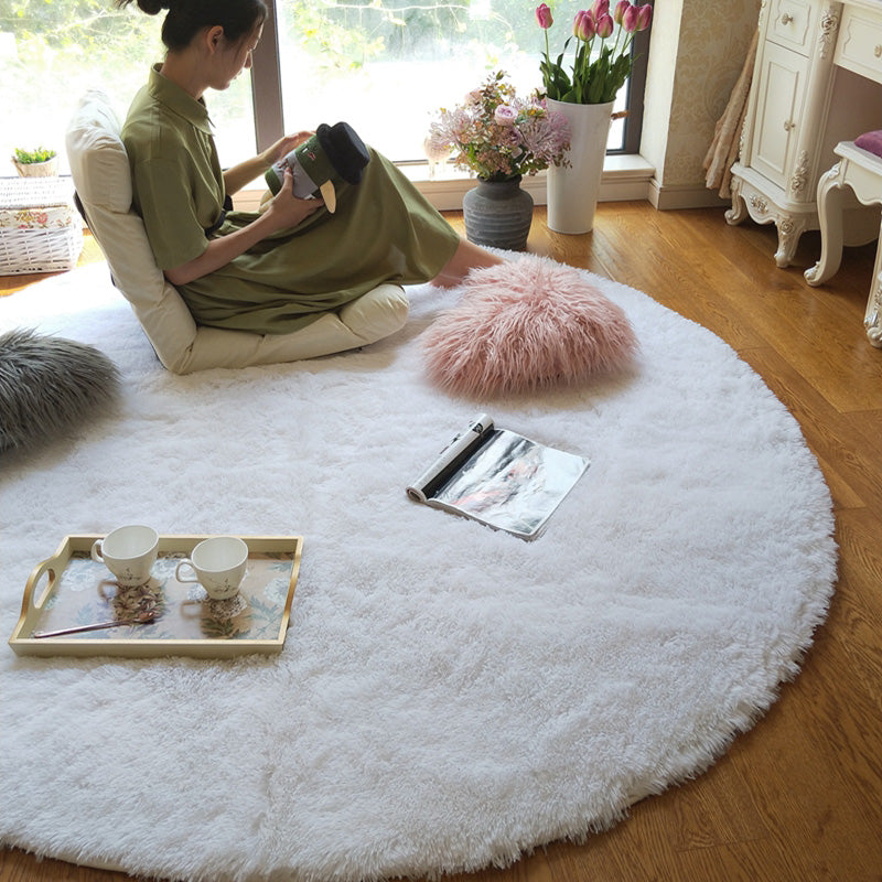 Super Soft Plush Round White Rug