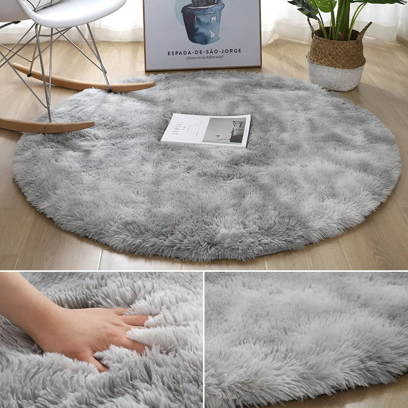 Super Soft Plush Round White Rug