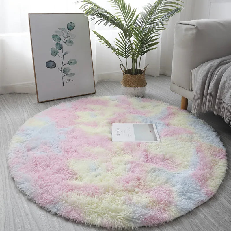 Super Soft Plush Round White Rug