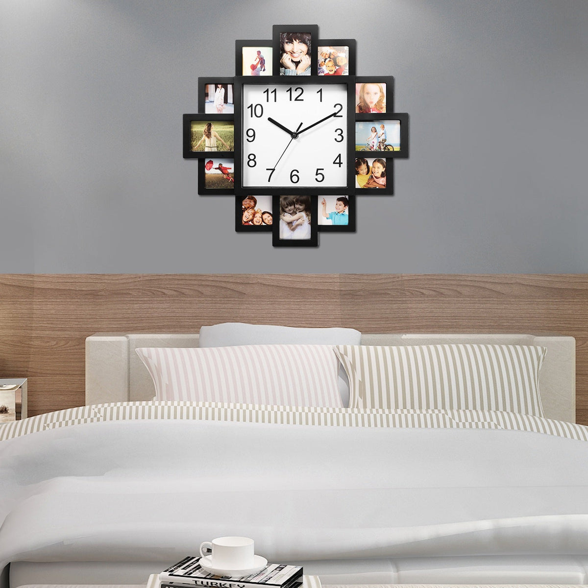 Photo Frame Clock with 12-Picture Display