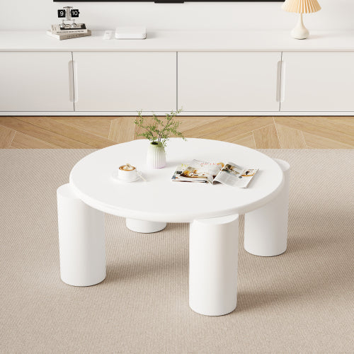 White Round Wooden Coffee Table