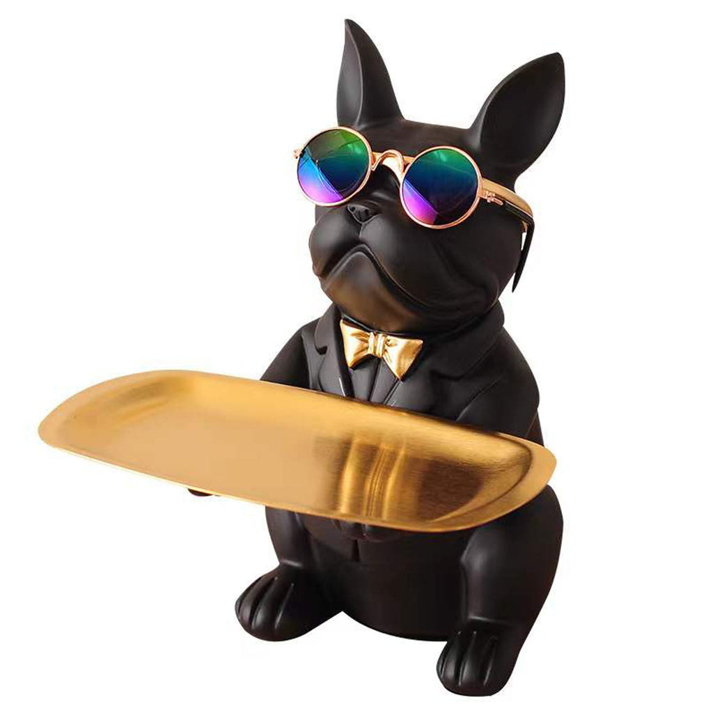 French Bulldog Statue with Tray Decor
