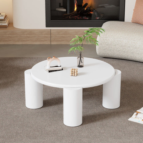 White Round Wooden Coffee Table
