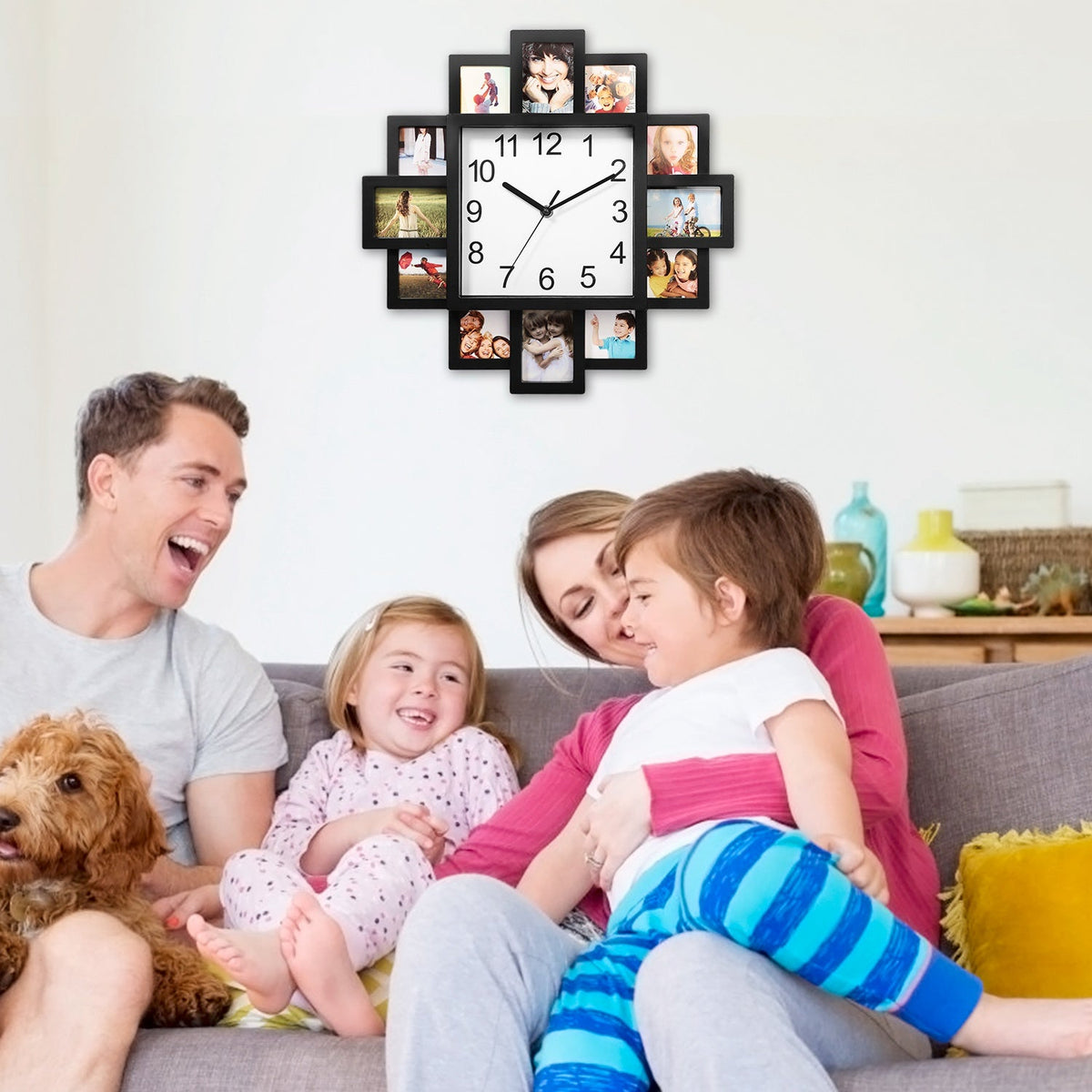 Photo Frame Clock with 12-Picture Display