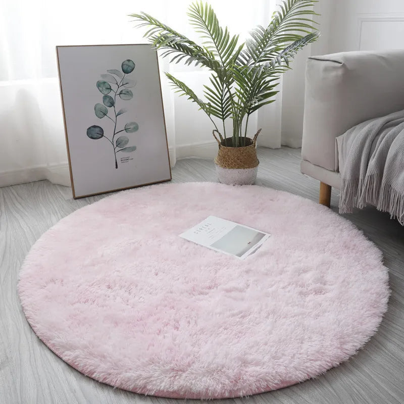 Super Soft Plush Round White Rug