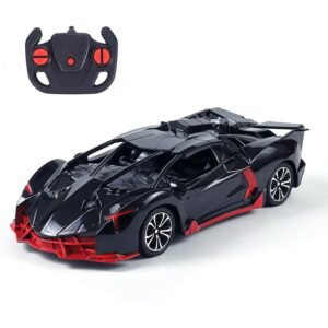 Amazon Brand - Jam & Honey Remote Control Car for Kids | High-Speed RC Car with Rechargeable Lithium Battery | Type-C Charging | LED Headlights | Black&Red