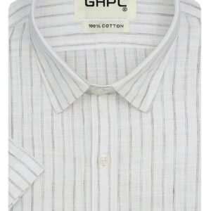 GHPC 100% Cotton Striped Half Sleeves Regular Fit Formal Shirt for Men